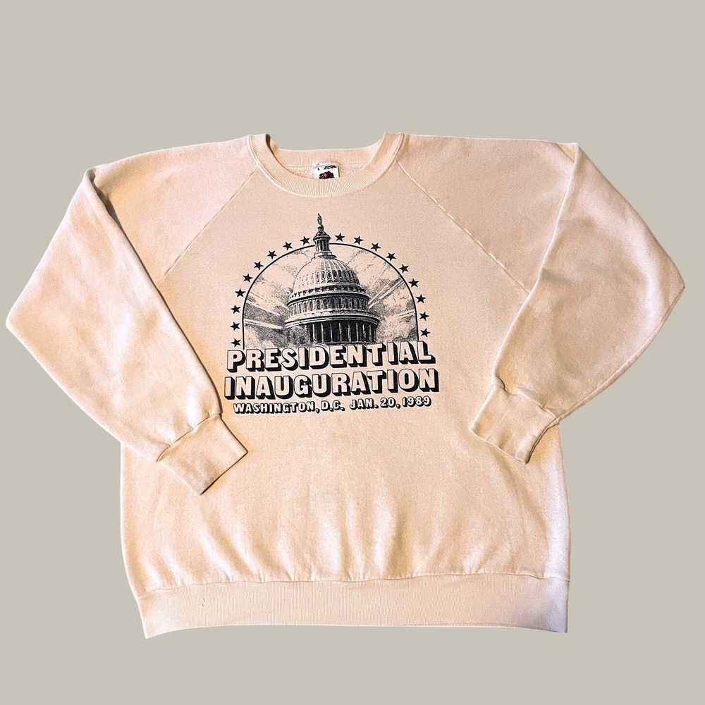 Vintage 1989 Presidential Inauguration Sweatshirt Fruit of the Loom Cream L